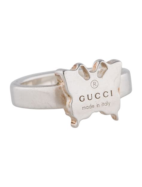 gucci butterfly ring.|Gucci sterling silver butterfly ring.